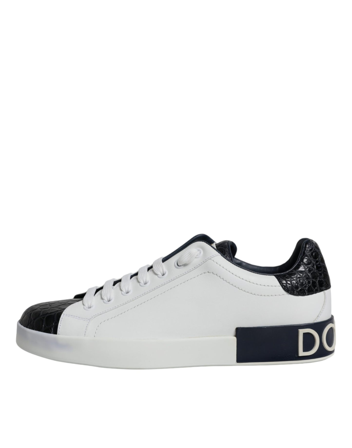 Baskets Portofino en cuir blanc avec logo Dolce & Gabbana