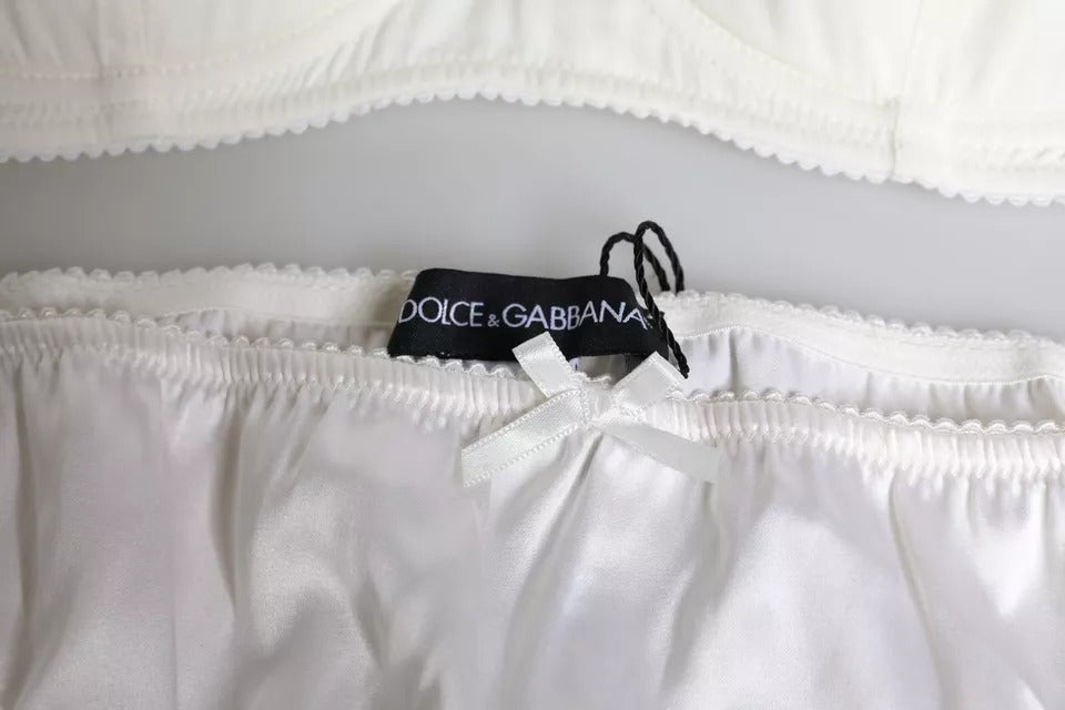Soutien-gorge balconnet en soie stretch blanche Dolce & Gabbana