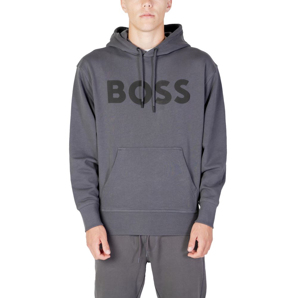 Hugo Boss – Grauer Kapuzenpullover aus Baumwolle