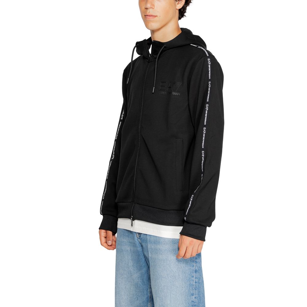 Sweat à capuche en polyester noir EA7 Emporio Armani