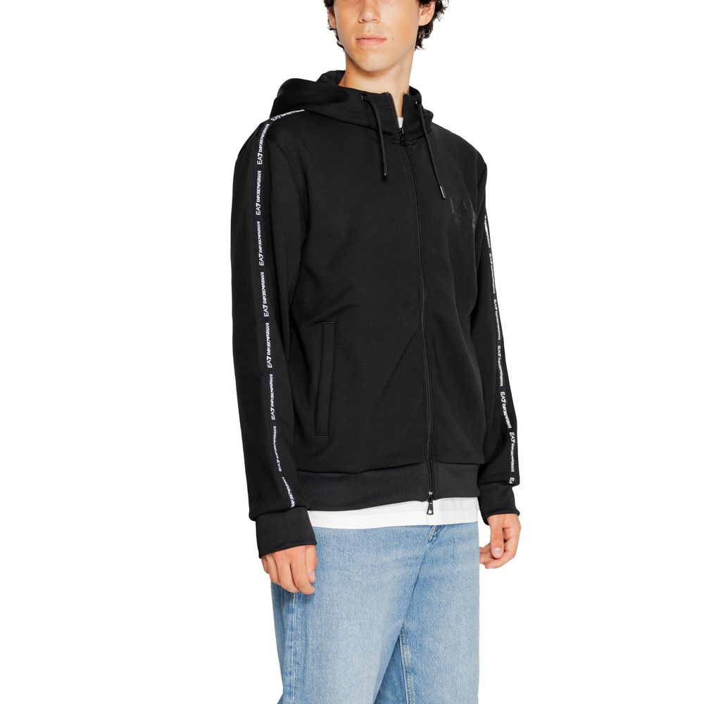 Sweat à capuche en polyester noir EA7 Emporio Armani