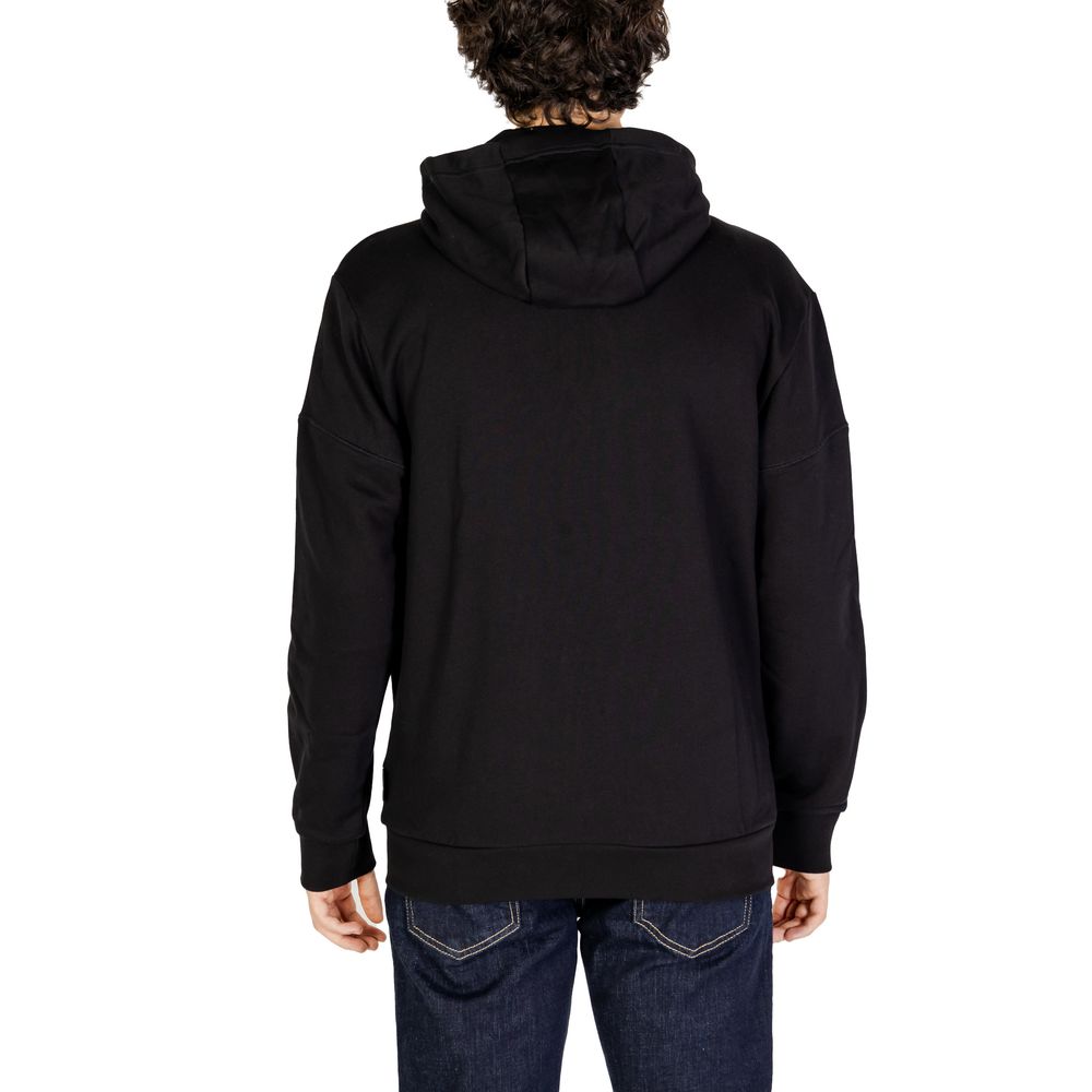 Sweat à capuche en coton noir EA7 Emporio Armani