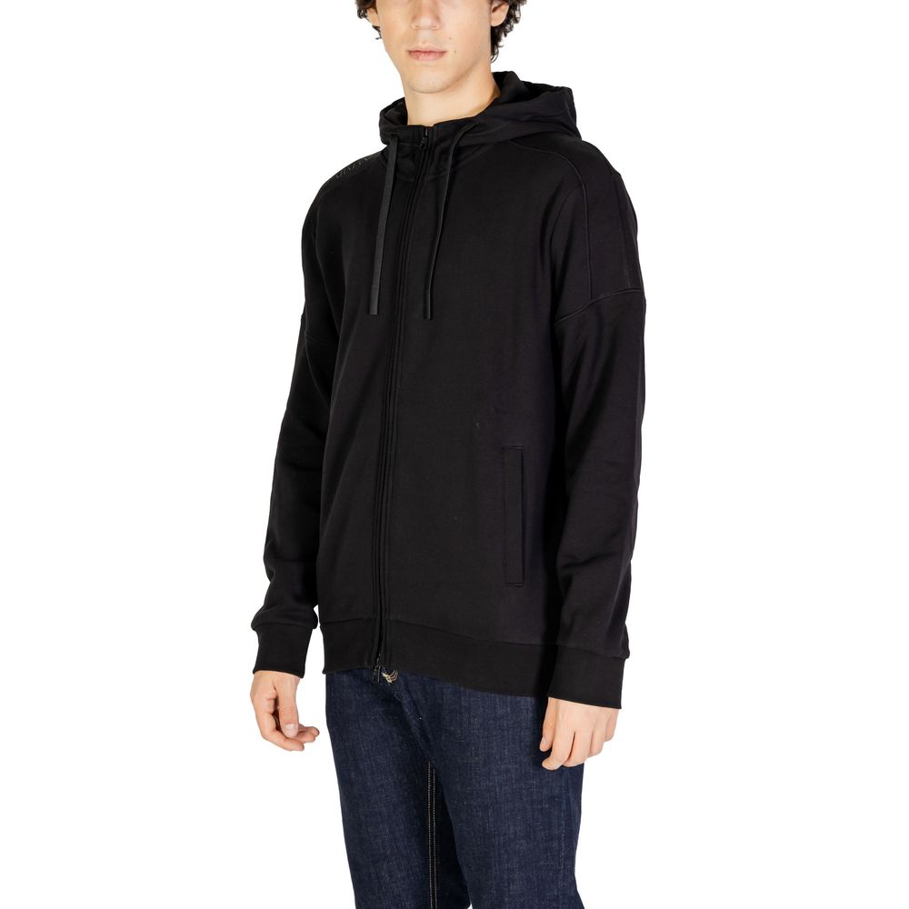 Sweat à capuche en coton noir EA7 Emporio Armani