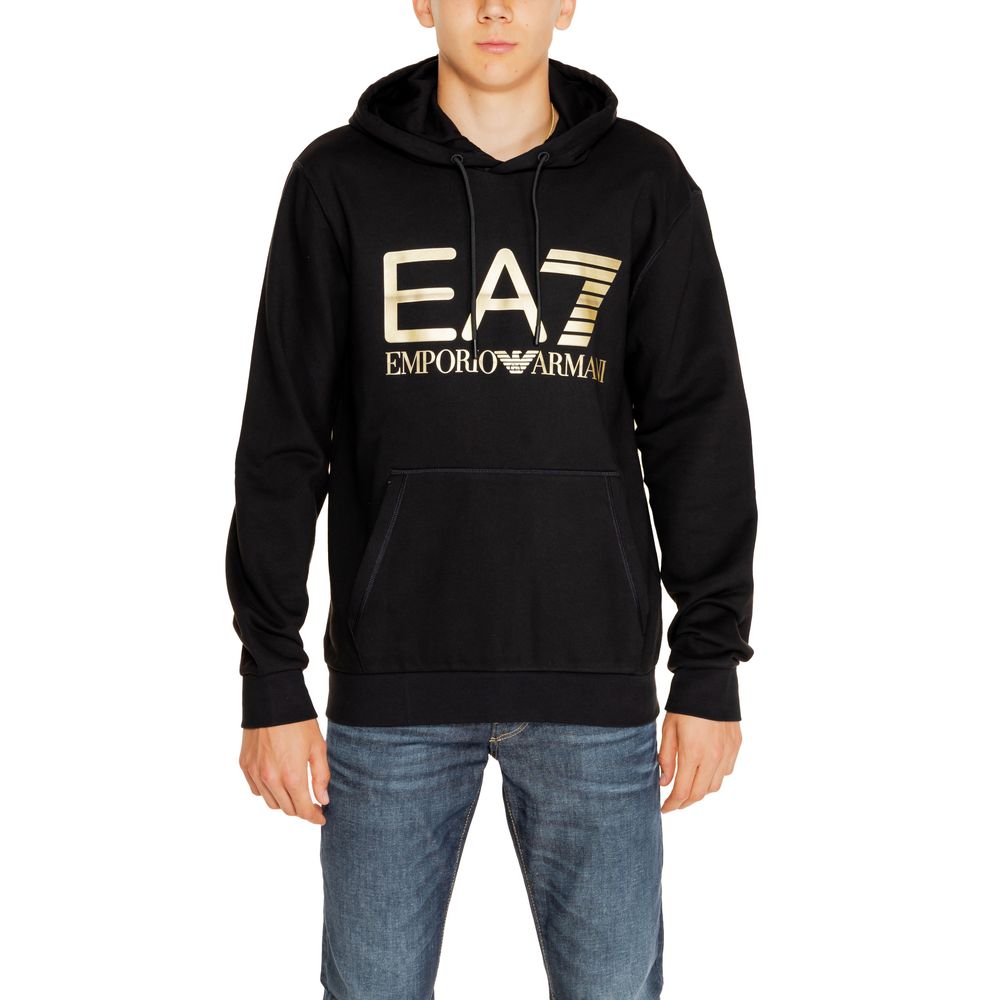 Sweat à capuche en coton noir EA7 Emporio Armani