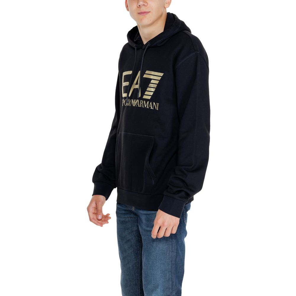 Sweat à capuche en coton noir EA7 Emporio Armani