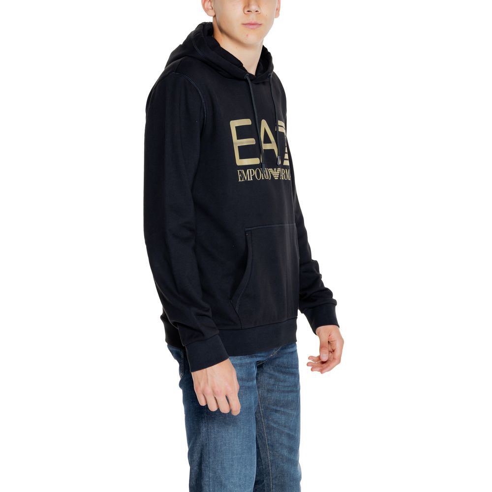 Sweat à capuche en coton noir EA7 Emporio Armani