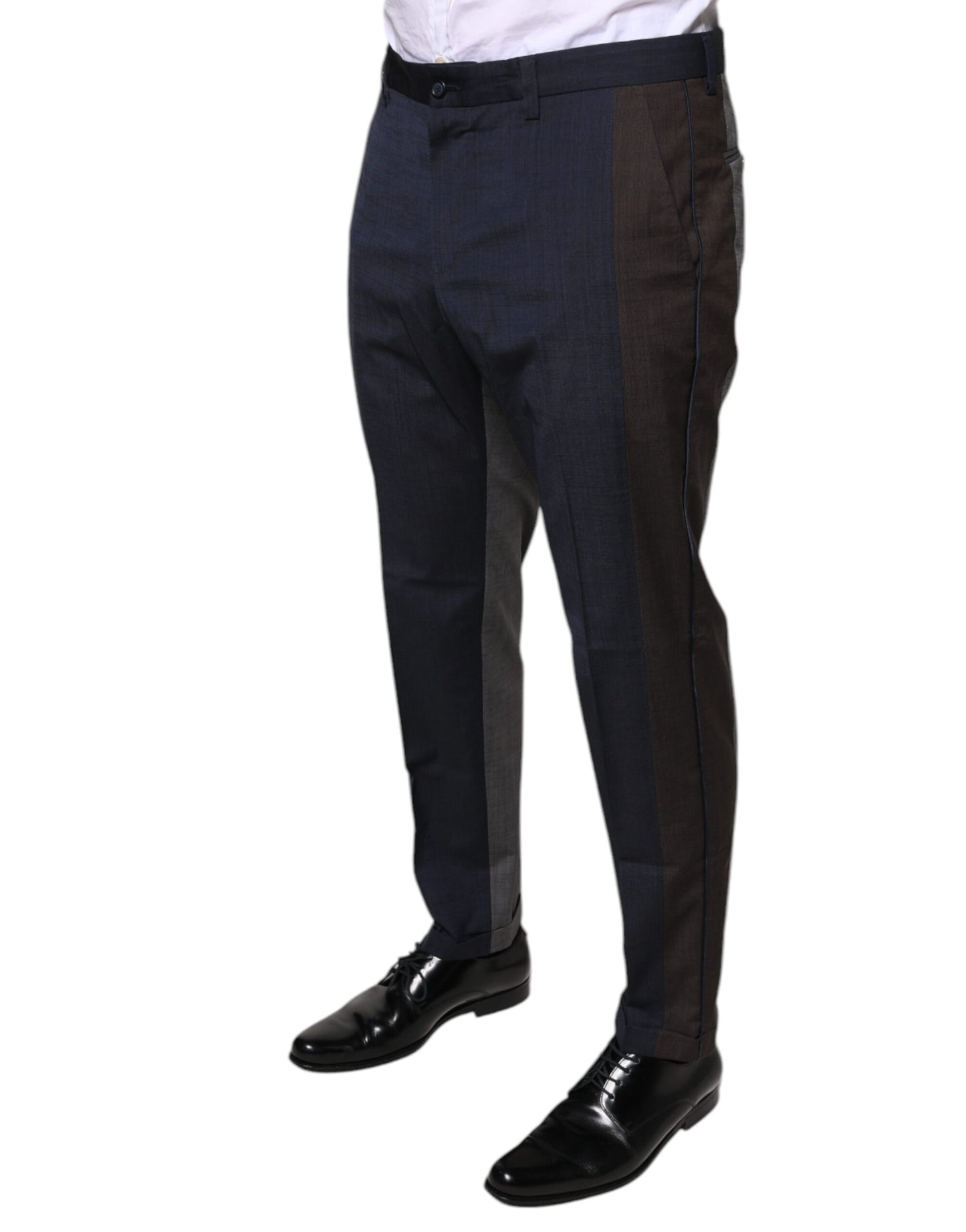 Pantalon habillé en coton et laine noir Dolce & Gabbana