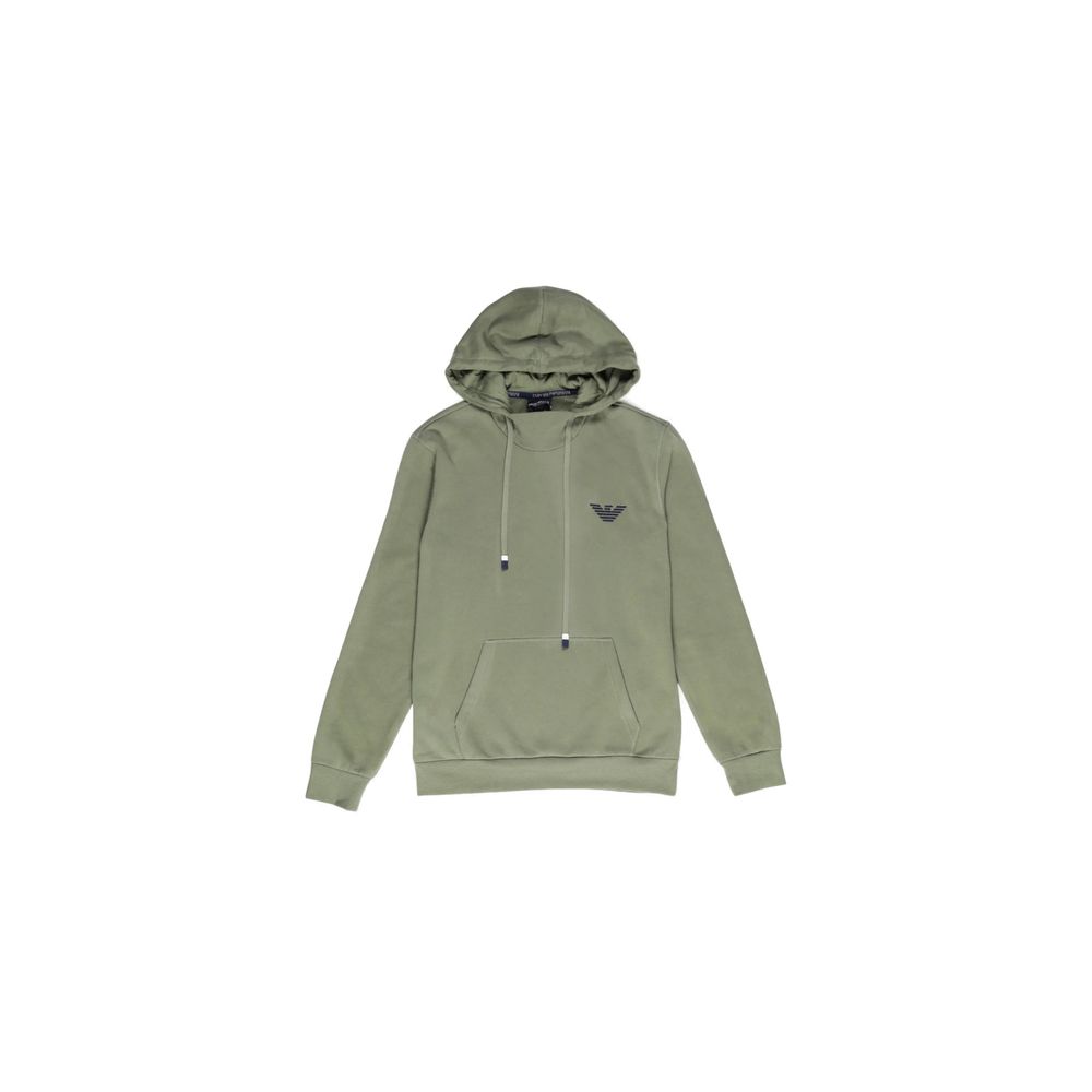Sweat à capuche en coton vert Emporio Armani Underwear