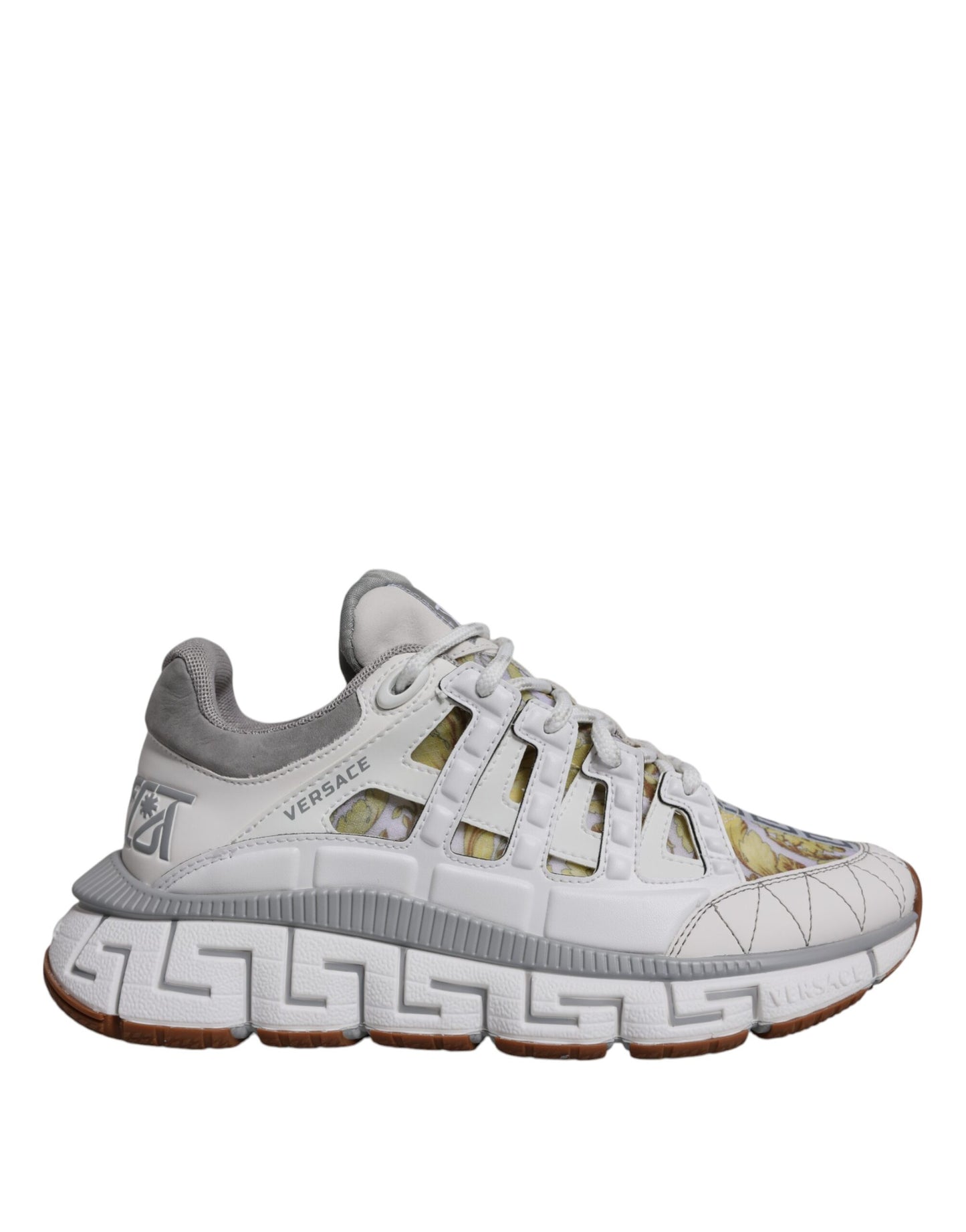 Versace – Weiße niedrige Sneakers mit Trigreca-Barocco-Print