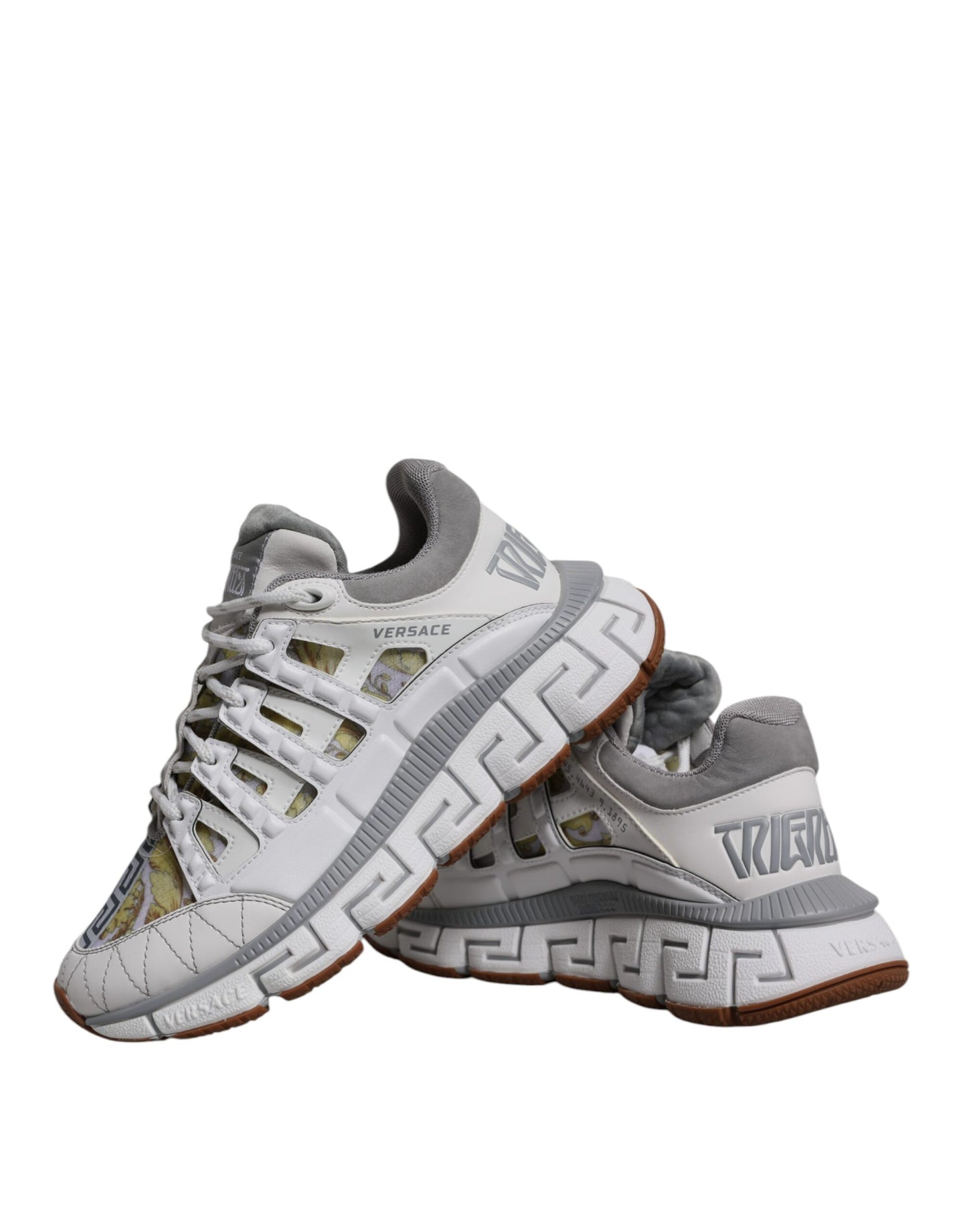 Versace – Weiße niedrige Sneakers mit Trigreca-Barocco-Print