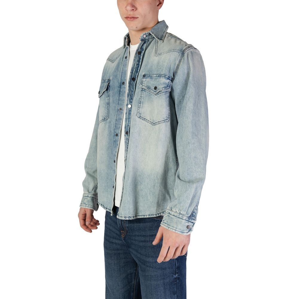 Chemise en coton bleu clair Hugo Boss
