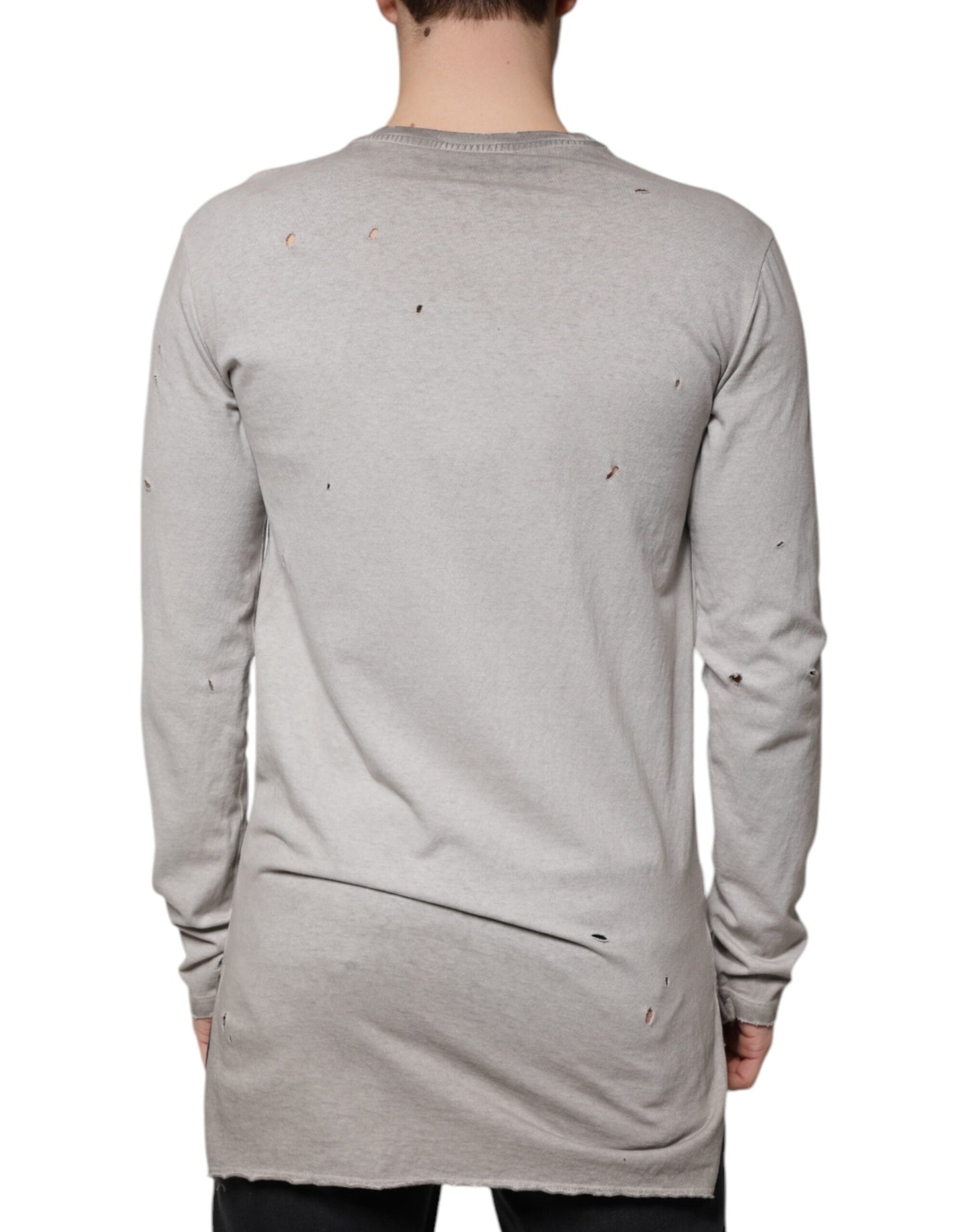 Pull ras du cou en coton imprimé gris Dolce & Gabbana
