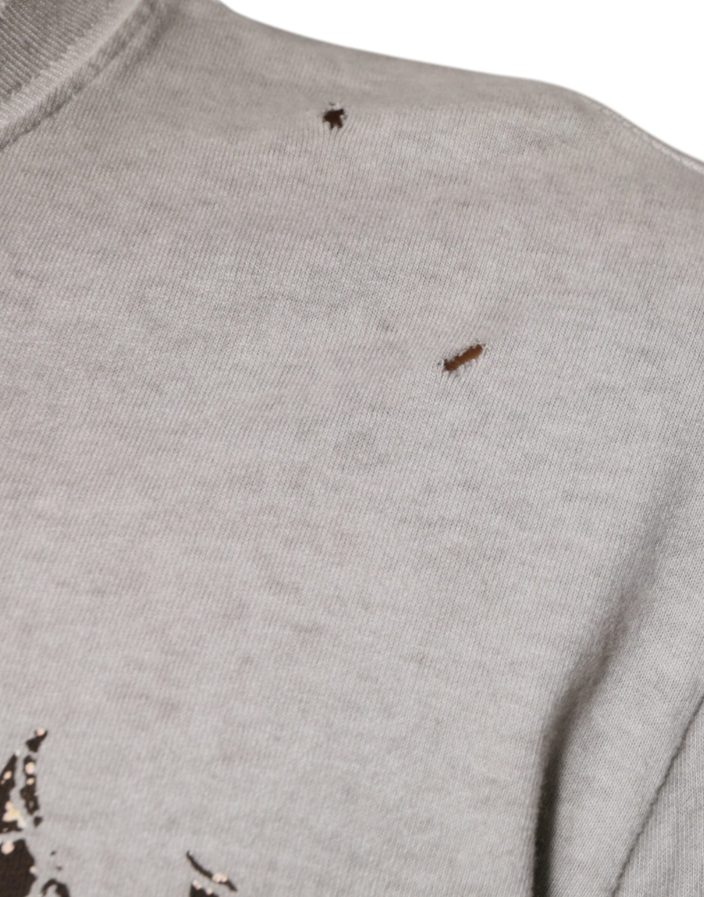 Pull ras du cou en coton imprimé gris Dolce & Gabbana