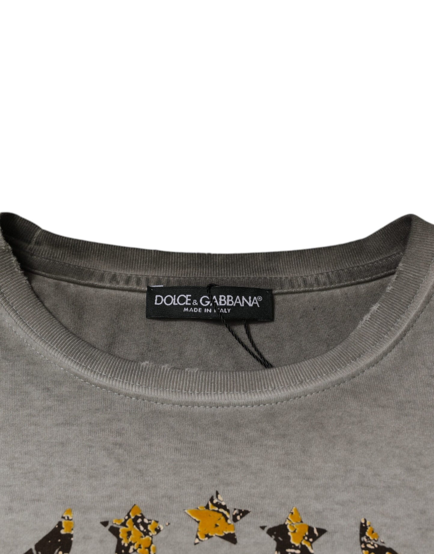 Pull ras du cou en coton imprimé gris Dolce & Gabbana