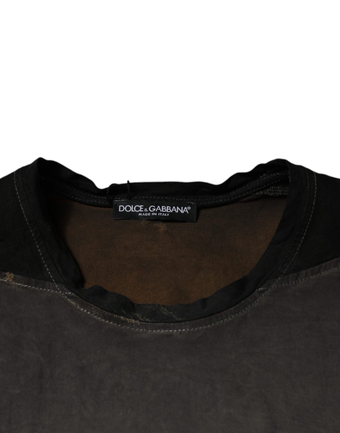 T-shirt col rond en coton à imprimé graphique marron Dolce & Gabbana