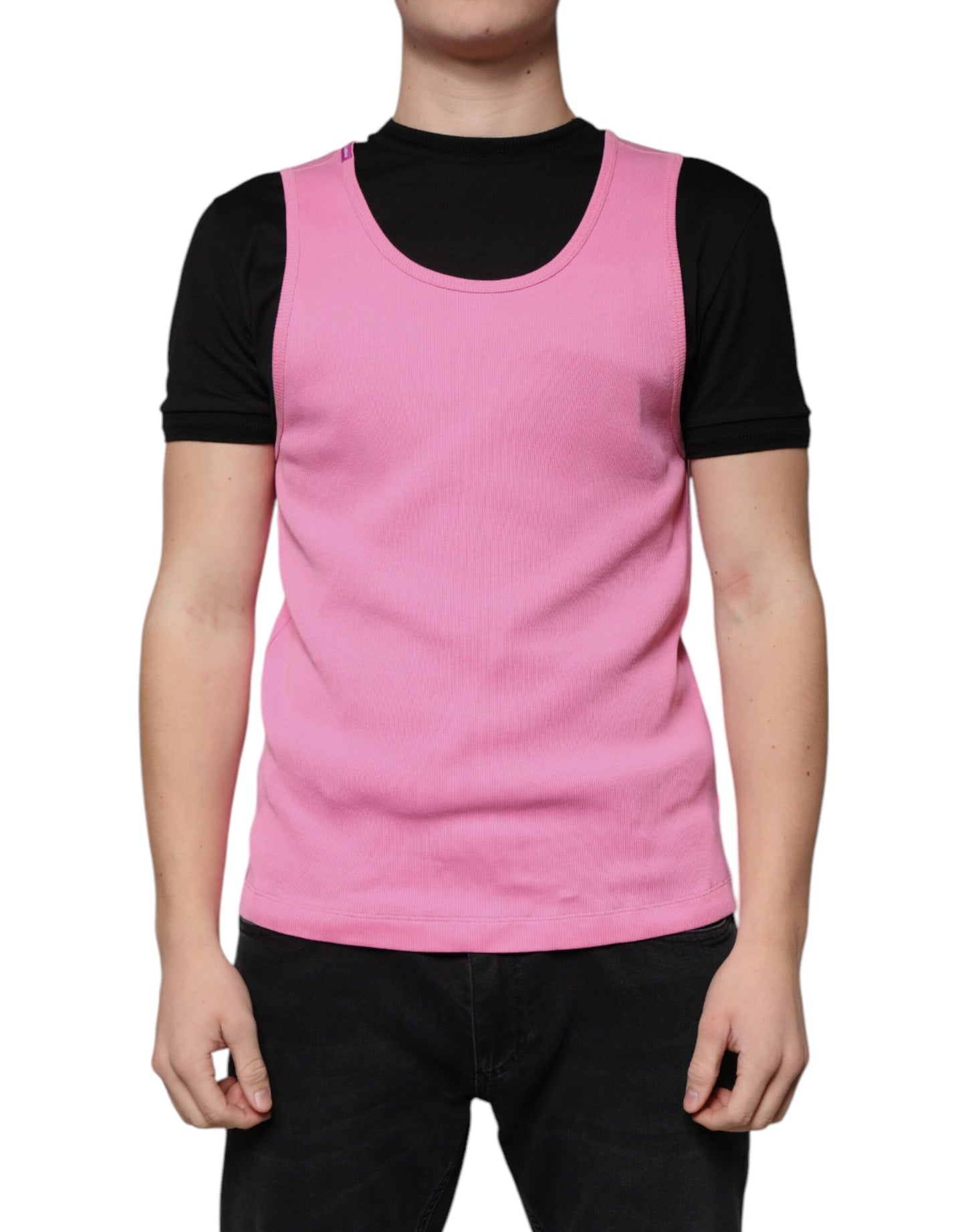 T-shirt sans manches à col rond en coton rose Dolce & Gabbana