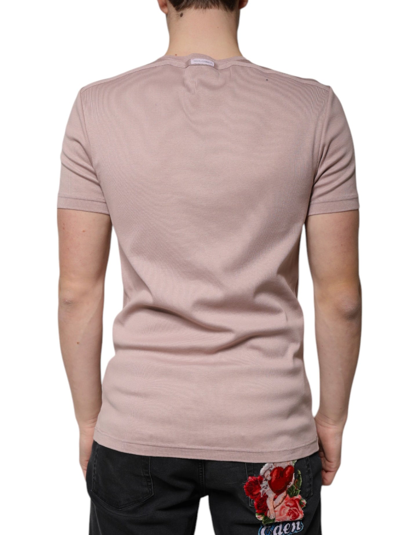 T-shirt à manches courtes et col rond en coton marron Dolce & Gabbana
