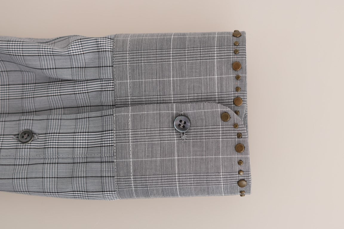 Chemise slim en coton gris à carreaux Dolce & Gabbana