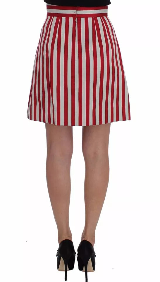 Jupe au-dessus du genou à rayures rouges argentées Dolce & Gabbana