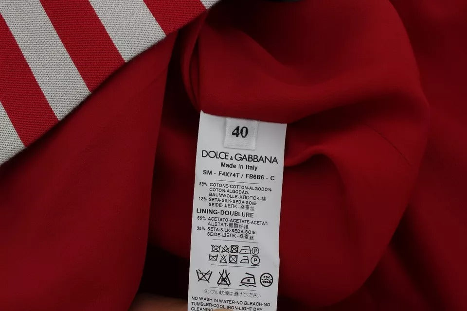 Jupe au-dessus du genou à rayures rouges argentées Dolce & Gabbana