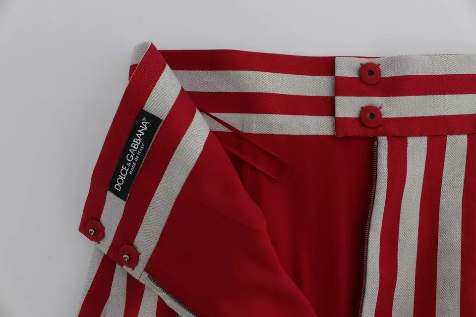 Jupe au-dessus du genou à rayures rouges argentées Dolce & Gabbana