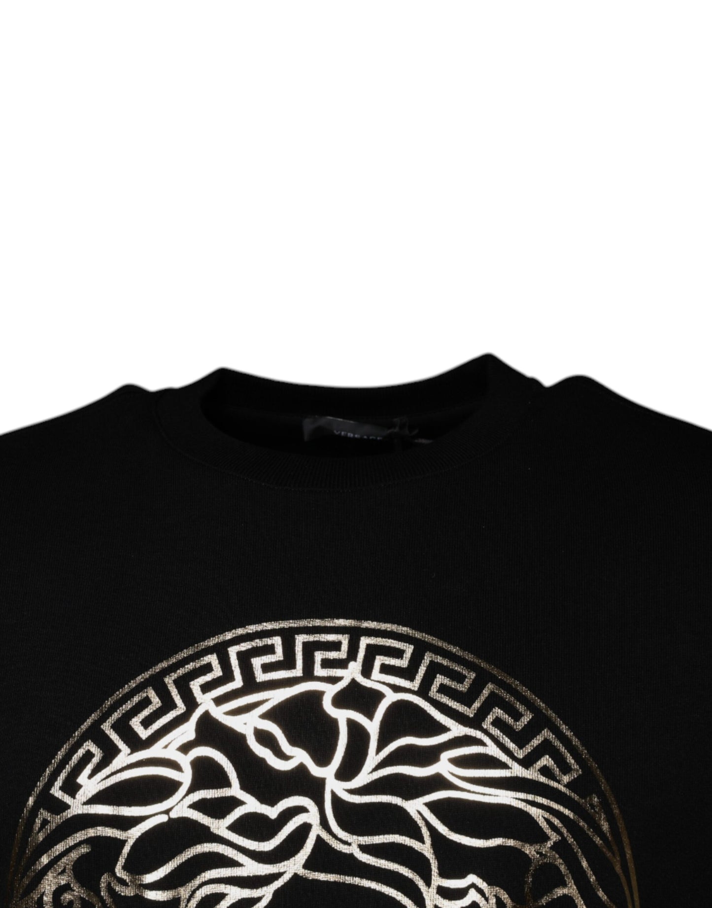 Versace – Schwarzes Medusa-Fleece-Sweatshirt mit Rundhalsausschnitt für Herren