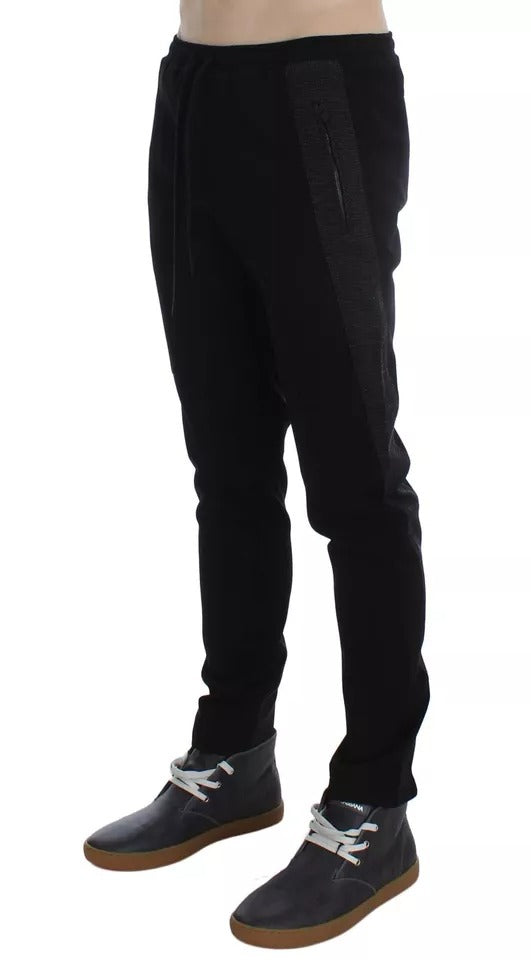 Pantalon décontracté en laine noir et gris Dolce & Gabbana à rayures