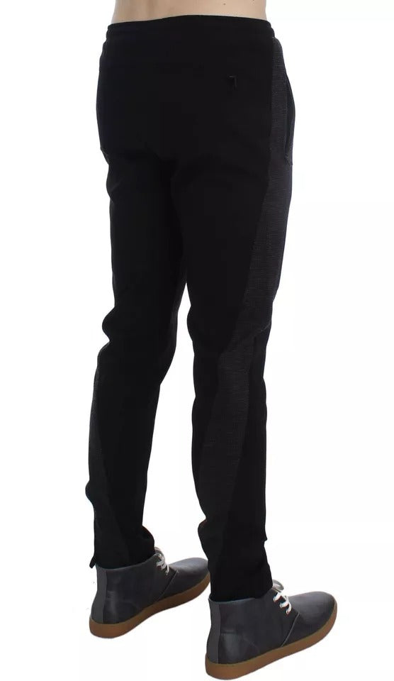 Pantalon décontracté en laine noir et gris Dolce & Gabbana à rayures