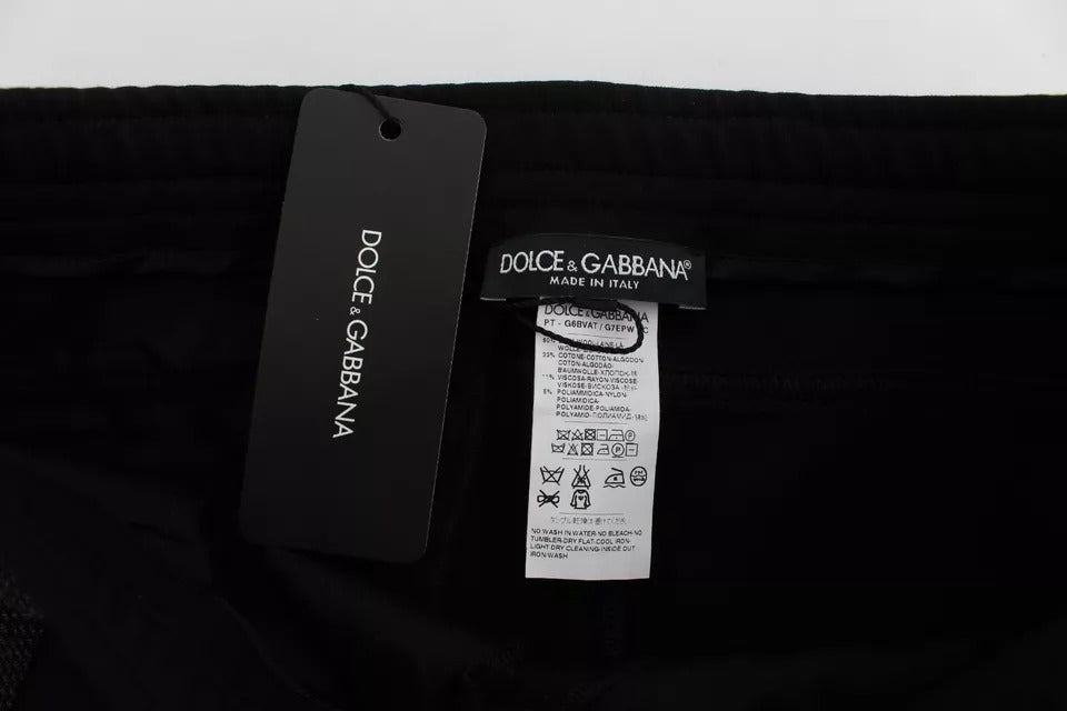 Pantalon décontracté en laine noir et gris Dolce & Gabbana à rayures