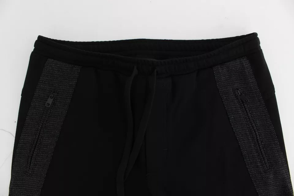 Pantalon décontracté en laine noir et gris Dolce & Gabbana à rayures
