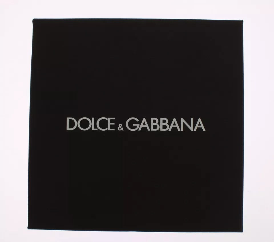 Porte-clés Dolce & Gabbana en cuir raphia marron argenté avec fermoir