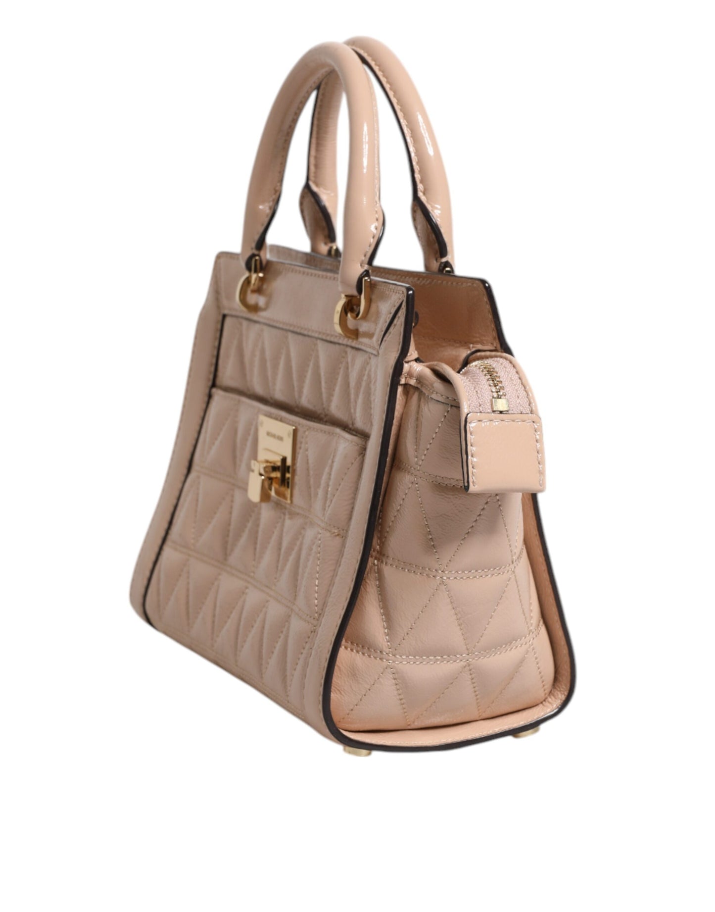 Sac messager Michael Kors VIVIANNE en cuir matelassé pêche avec logo