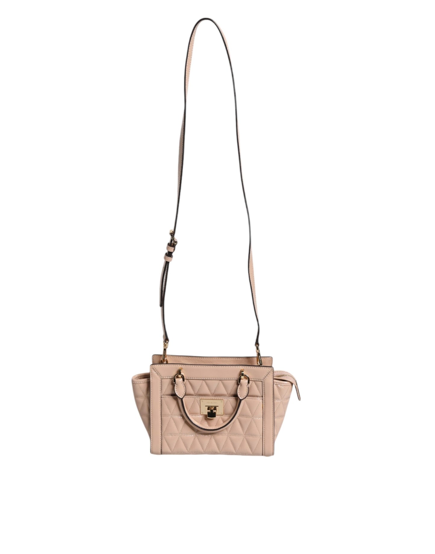 Sac messager Michael Kors VIVIANNE en cuir matelassé pêche avec logo