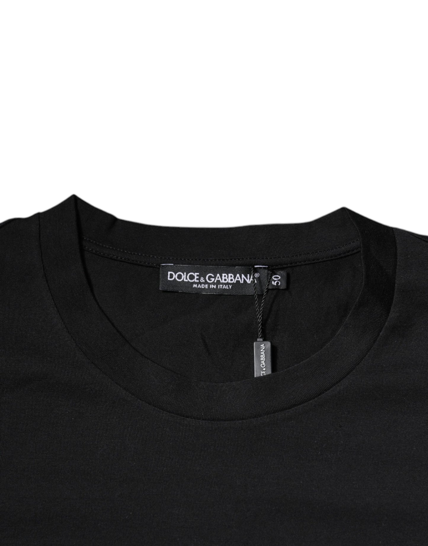 T-shirt ras du cou en coton noir Dolce & Gabbana avec logo DG imprimé