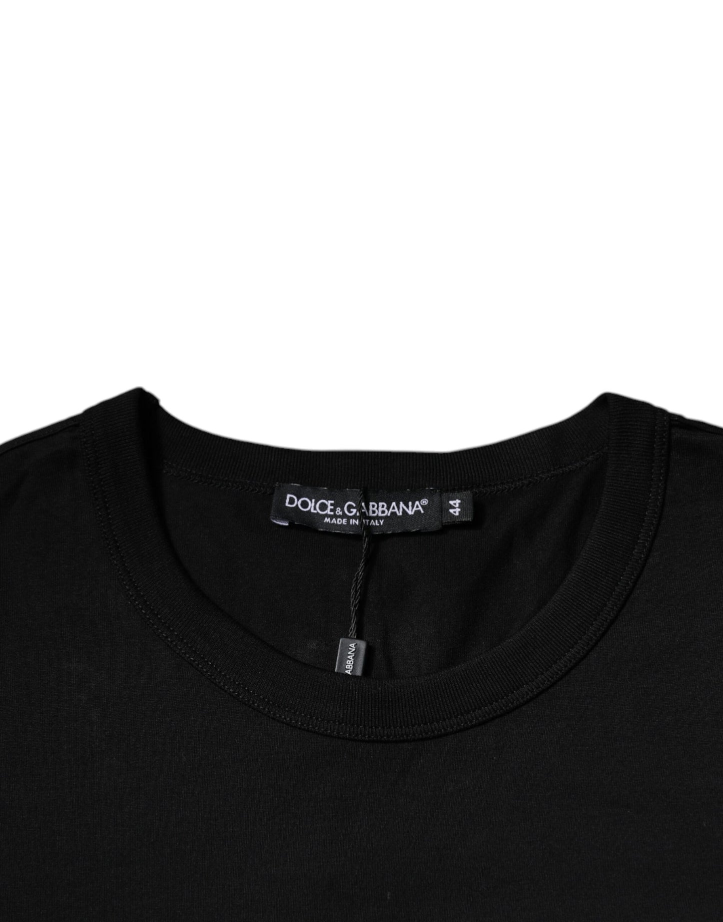 T-shirt ras du cou à manches courtes en coton noir Dolce & Gabbana