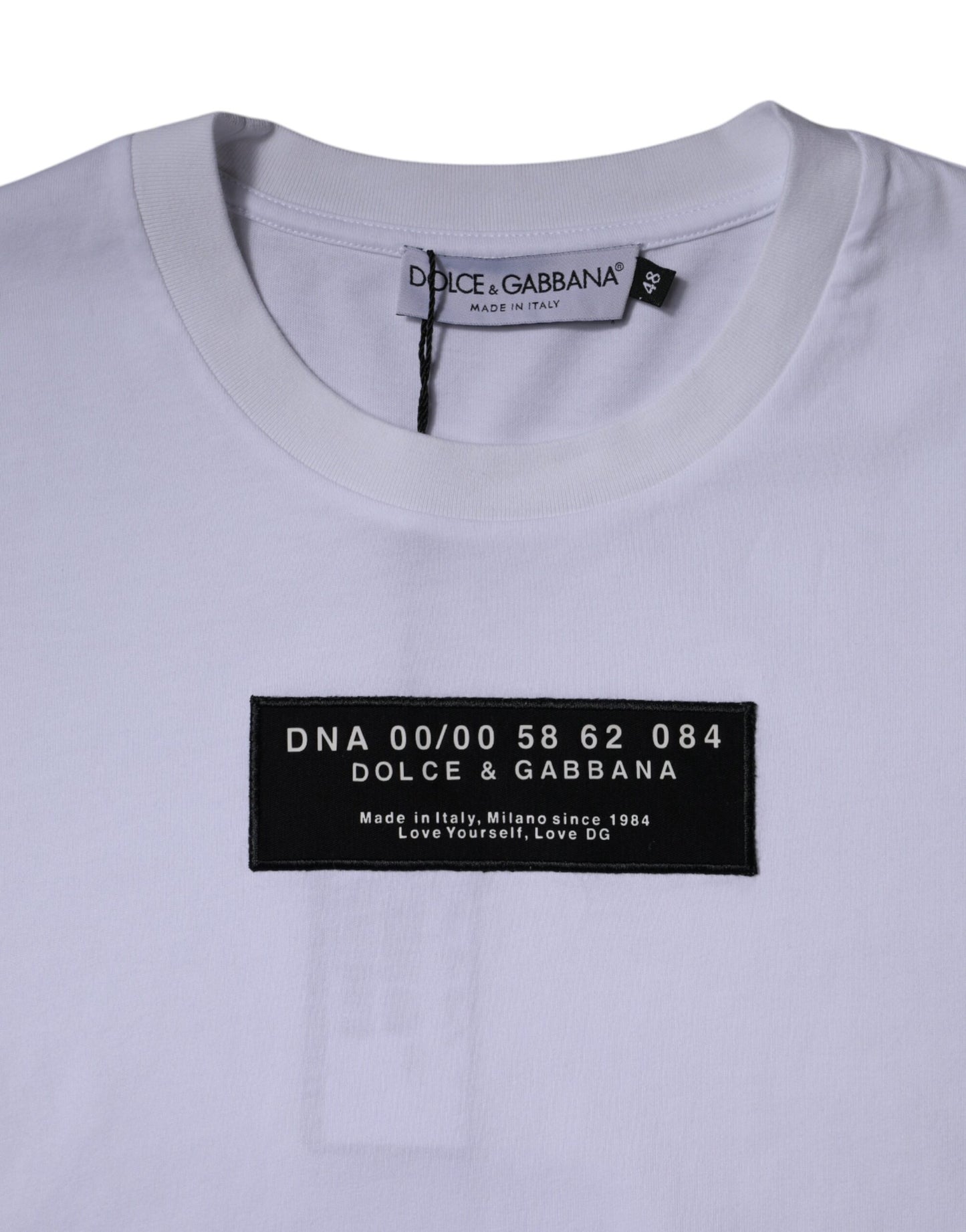T-shirt ras du cou en coton blanc avec logo imprimé Dolce & Gabbana