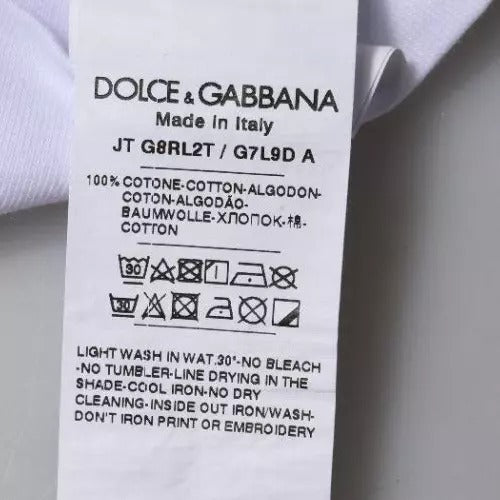 T-shirt ras du cou en coton blanc avec logo imprimé Dolce & Gabbana
