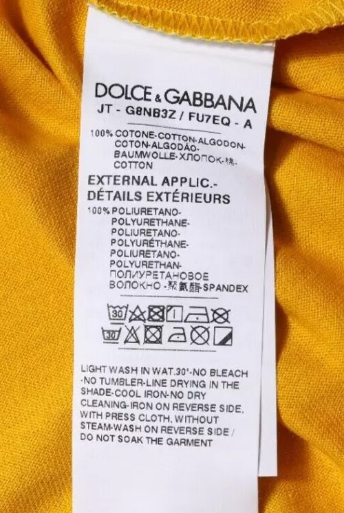 T-shirt à manches courtes et col ras du cou avec logo jaune foncé Dolce & Gabbana