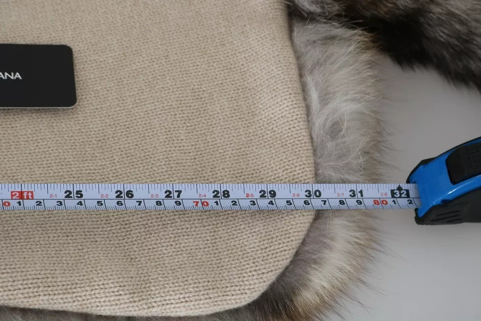 Écharpe châle en fourrure de queue de renard marron Dolce & Gabbana