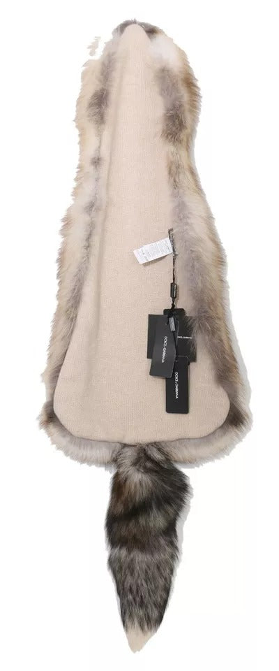 Écharpe châle en fourrure de queue de renard marron Dolce & Gabbana