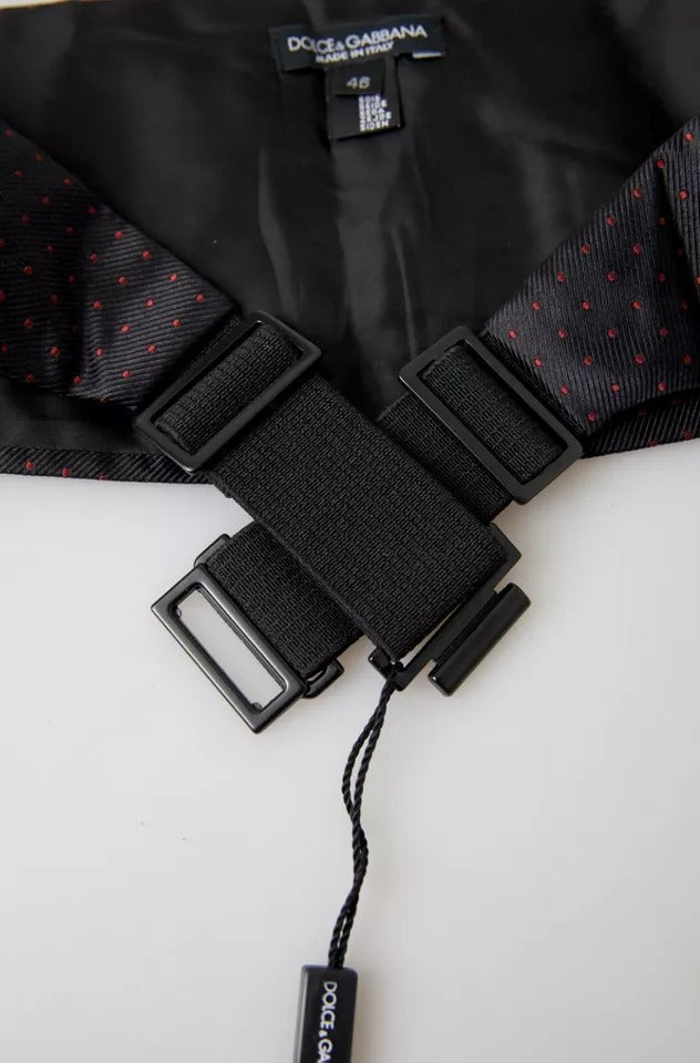 Ceinture de smoking à pois en soie noire Dolce & Gabbana