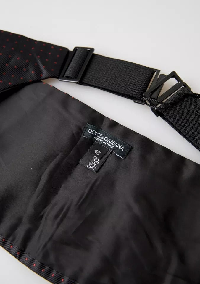Ceinture de smoking à pois en soie noire Dolce & Gabbana
