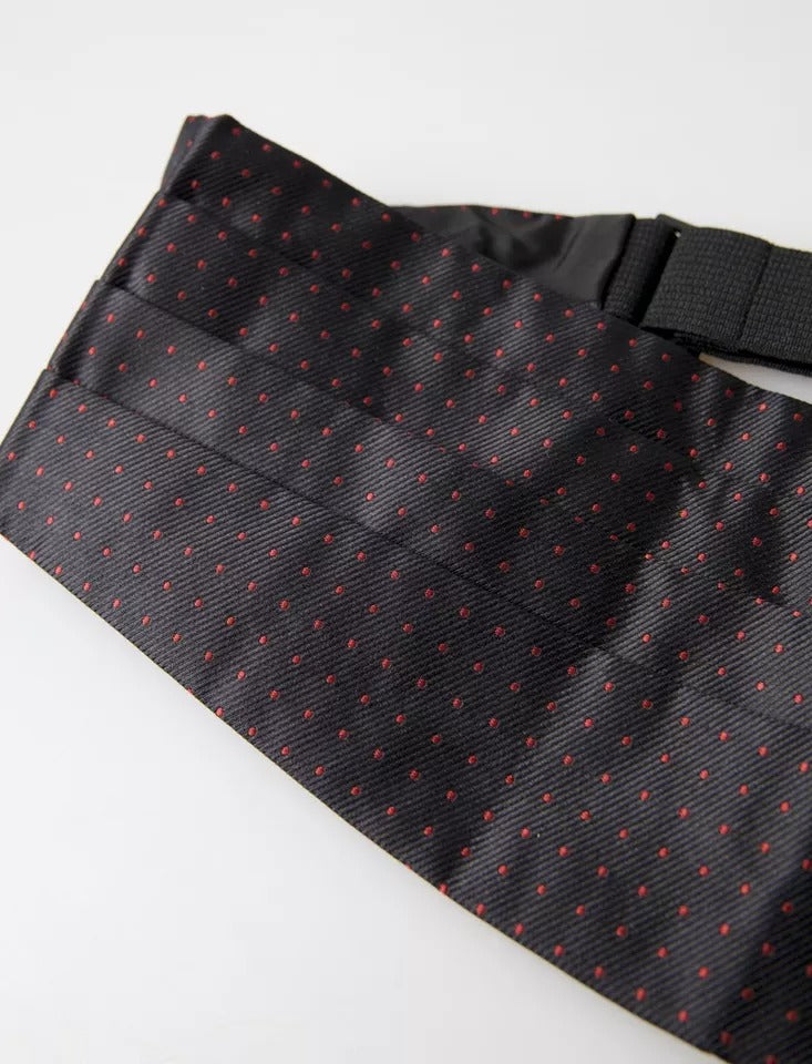Ceinture de smoking à pois en soie noire Dolce & Gabbana