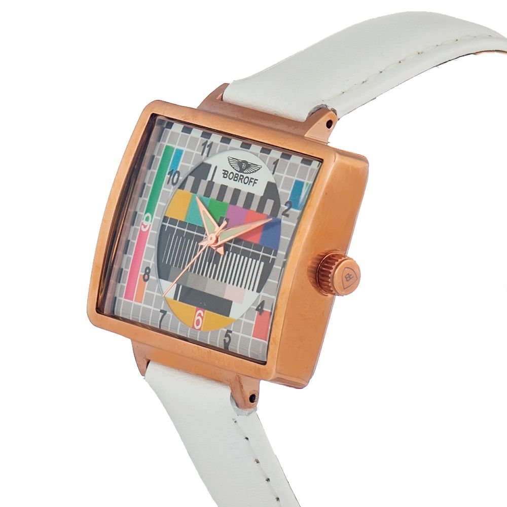 Bobroff-Uhr mit weißem Lederarmband