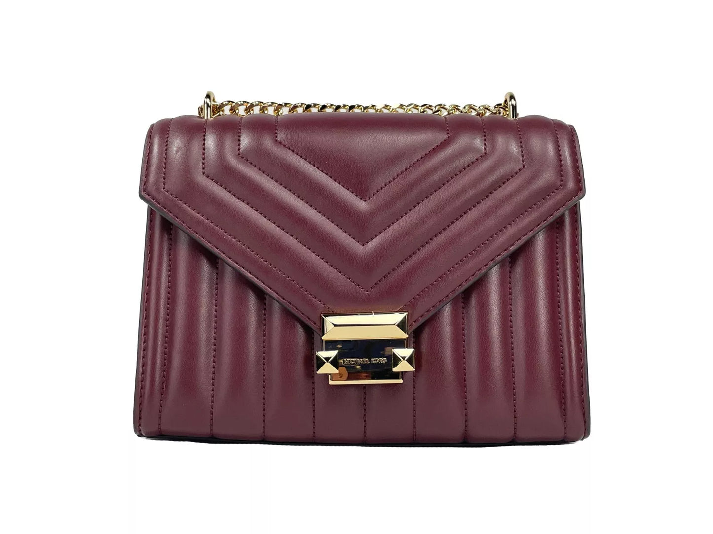 Sac bandoulière à rabat et chaîne Michael Kors Whitney de taille moyenne, sang de bœuf