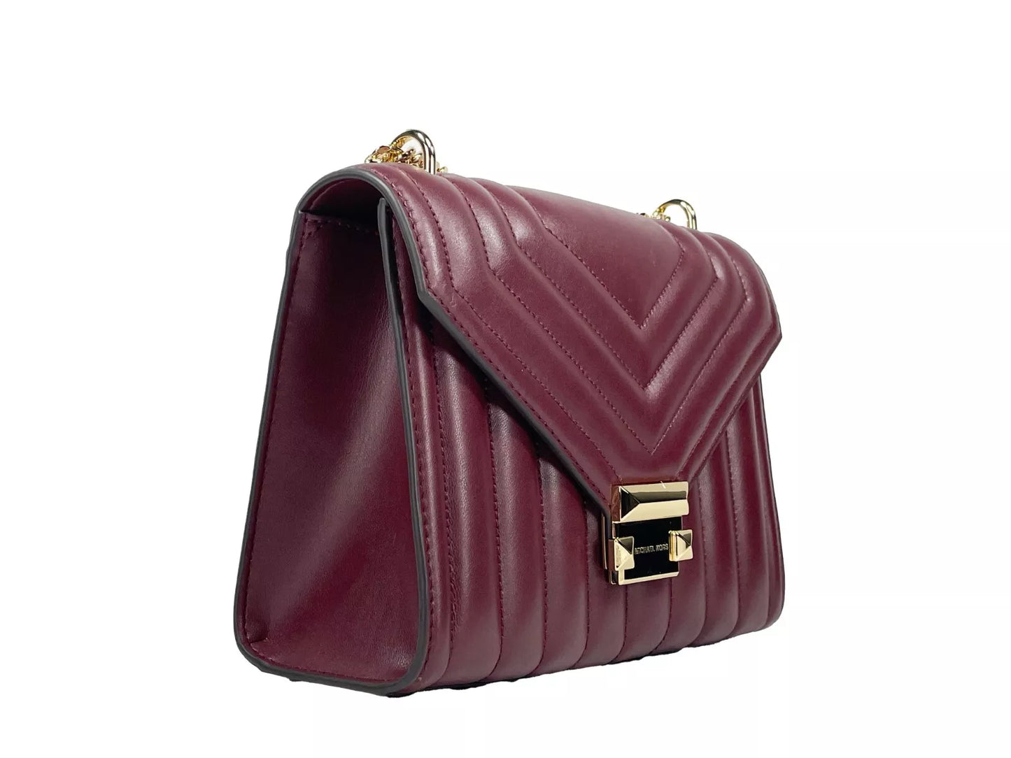 Sac bandoulière à rabat et chaîne Michael Kors Whitney de taille moyenne, sang de bœuf
