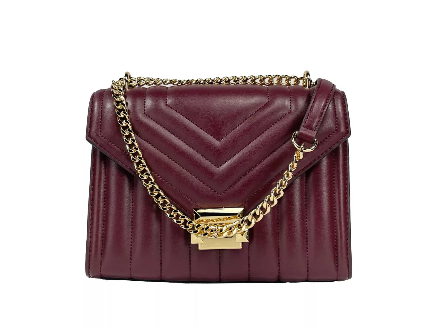 Sac bandoulière à rabat et chaîne Michael Kors Whitney de taille moyenne, sang de bœuf