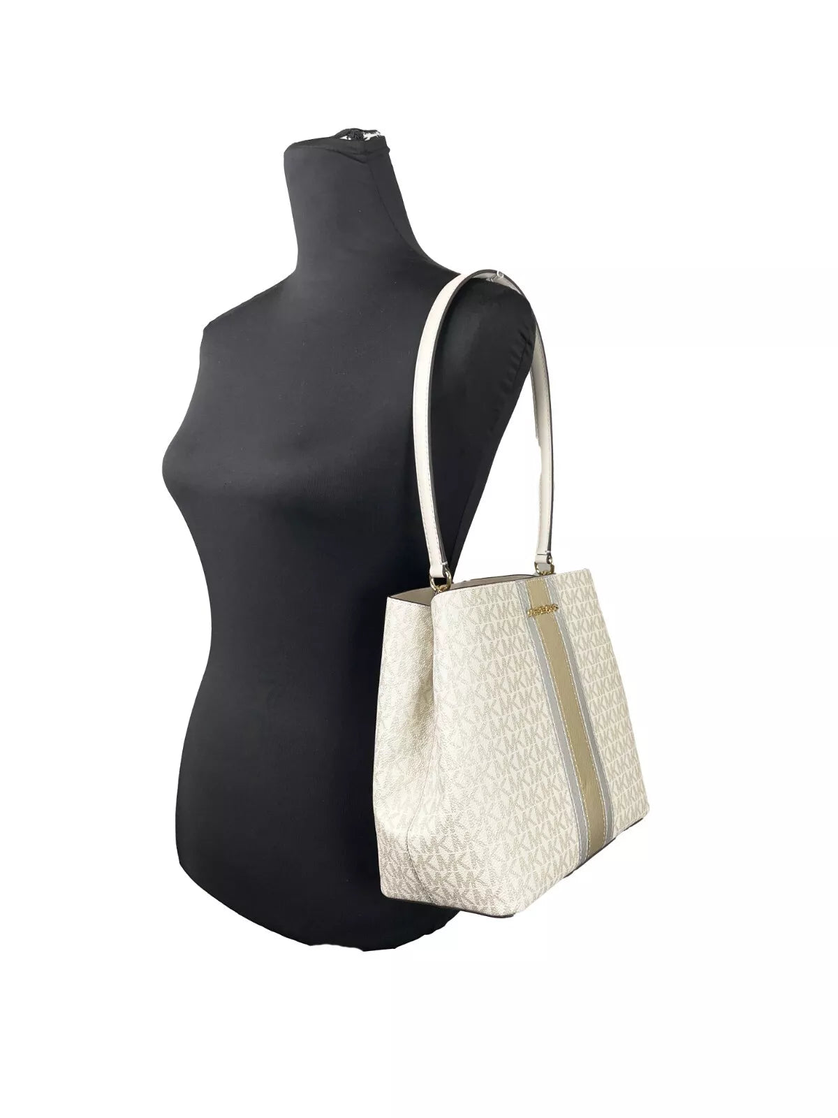 Sac seau à bandoulière Pratt de taille moyenne Michael Kors, couleur or pâle/crème