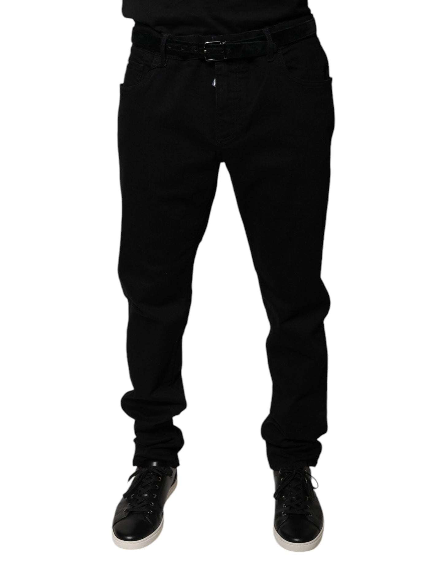 Jean skinny en coton stretch noir avec logo Dolce & Gabbana