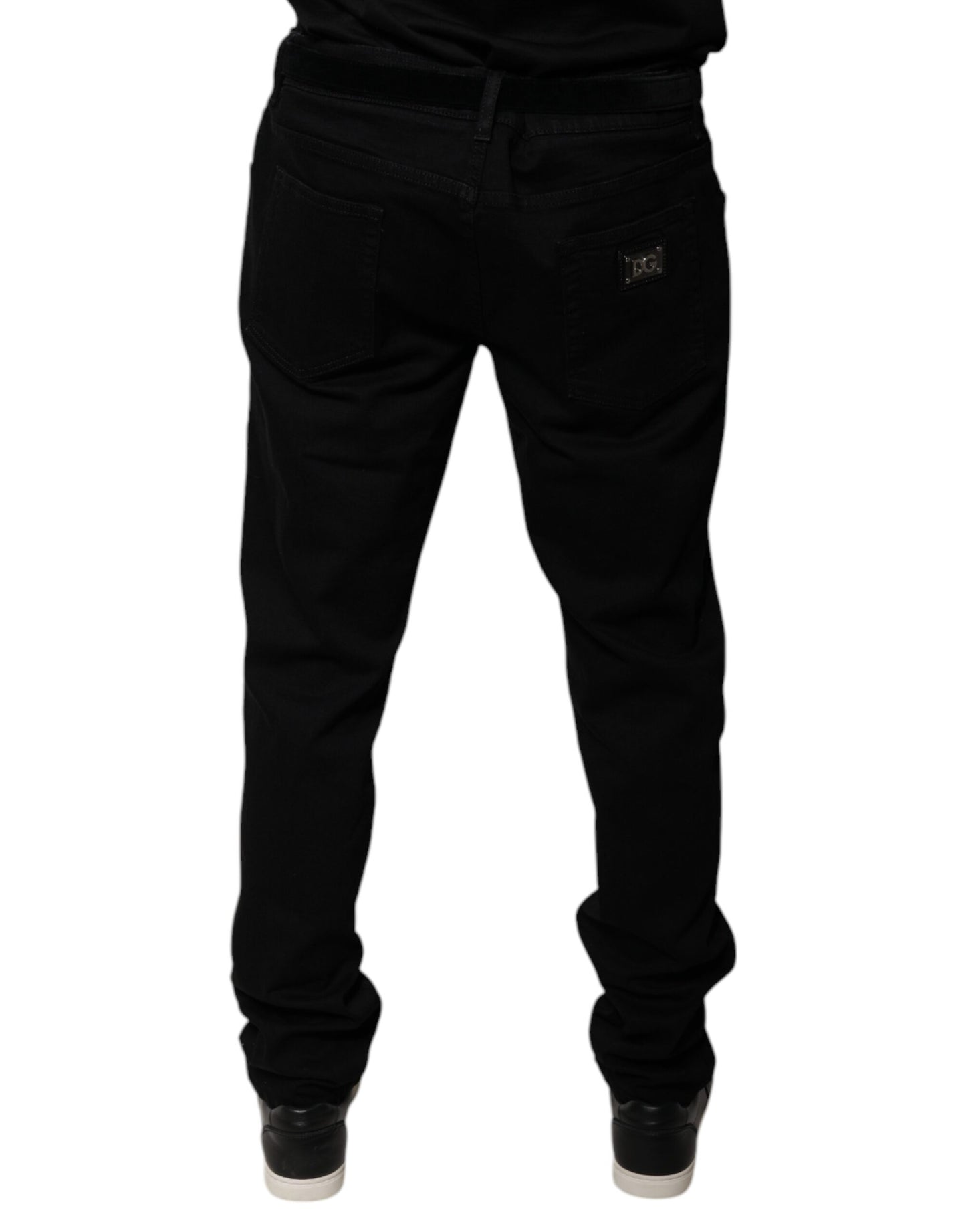 Jean skinny en coton stretch noir avec logo Dolce & Gabbana